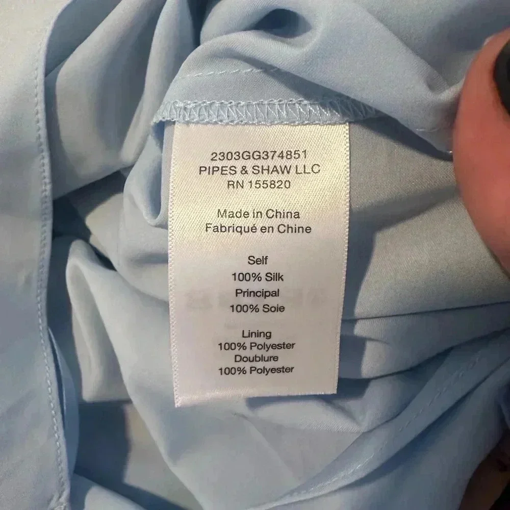 NWT VERONICA BEARD Silk Dali Top Ruffle Lake Blue Multi size 4 - Picture 7 of 7